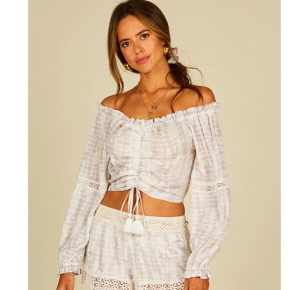 Surf Gypsy Crochet Off Shoulder Crop Top - Picture 1 of 8
